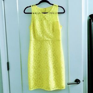 J. Crew bright neon yellow lace shift dress